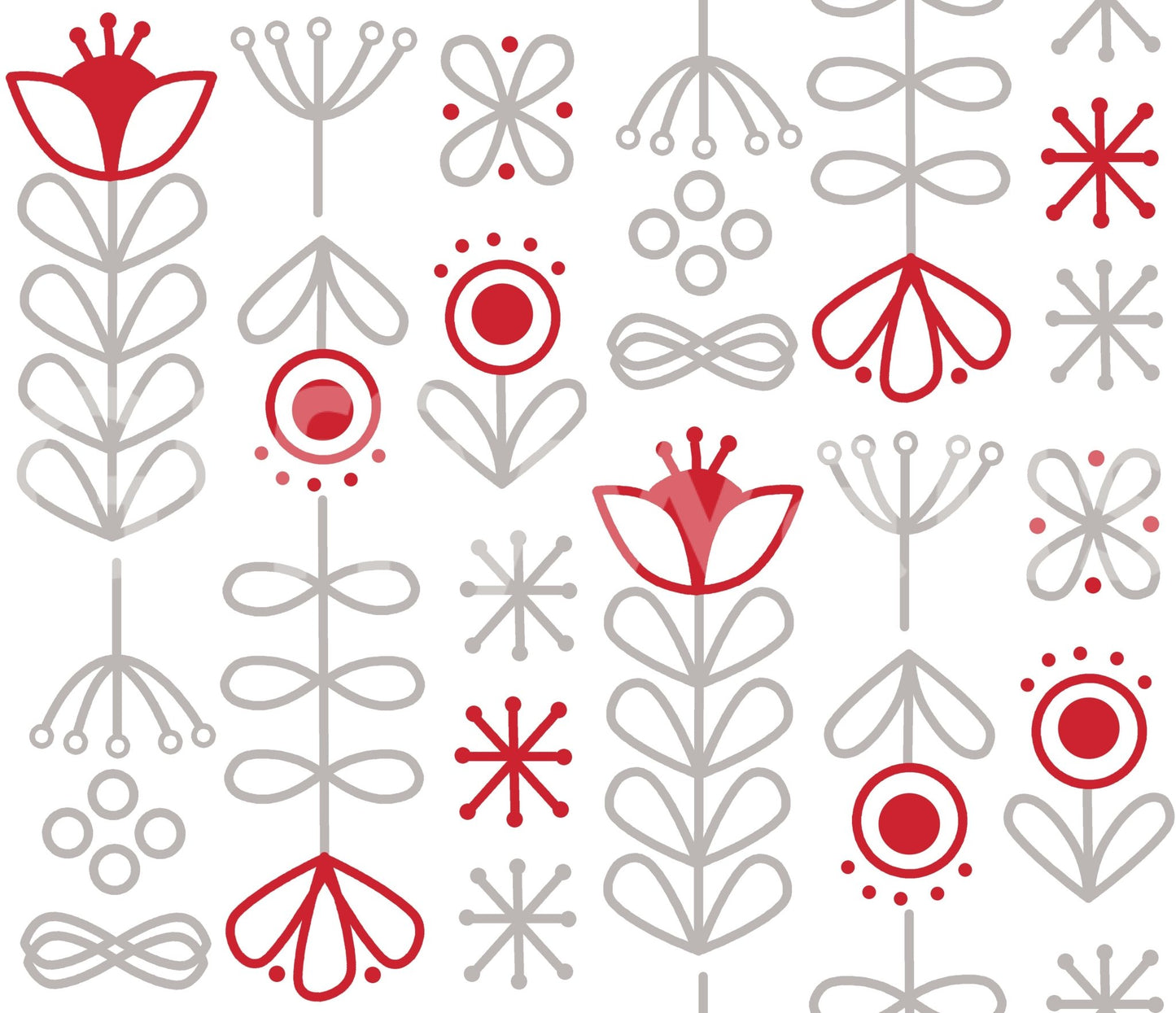 Cozy red and grey Scandinavian flower pattern wall decor