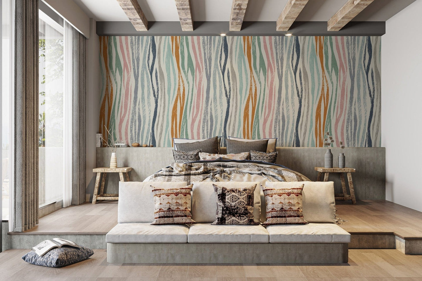 Sophisticated Scribbled Serenity Wall Art Mural