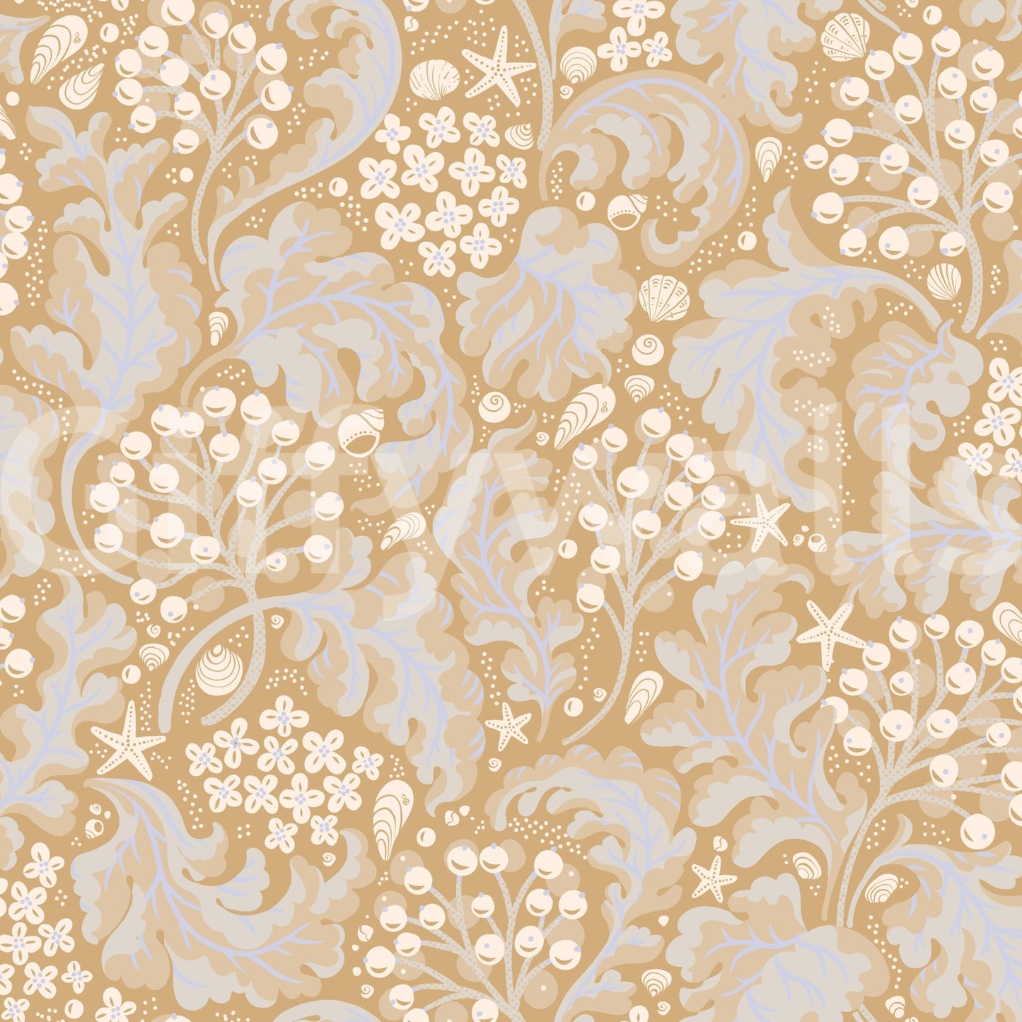 Wallpaper mural with ochre yellow leaves