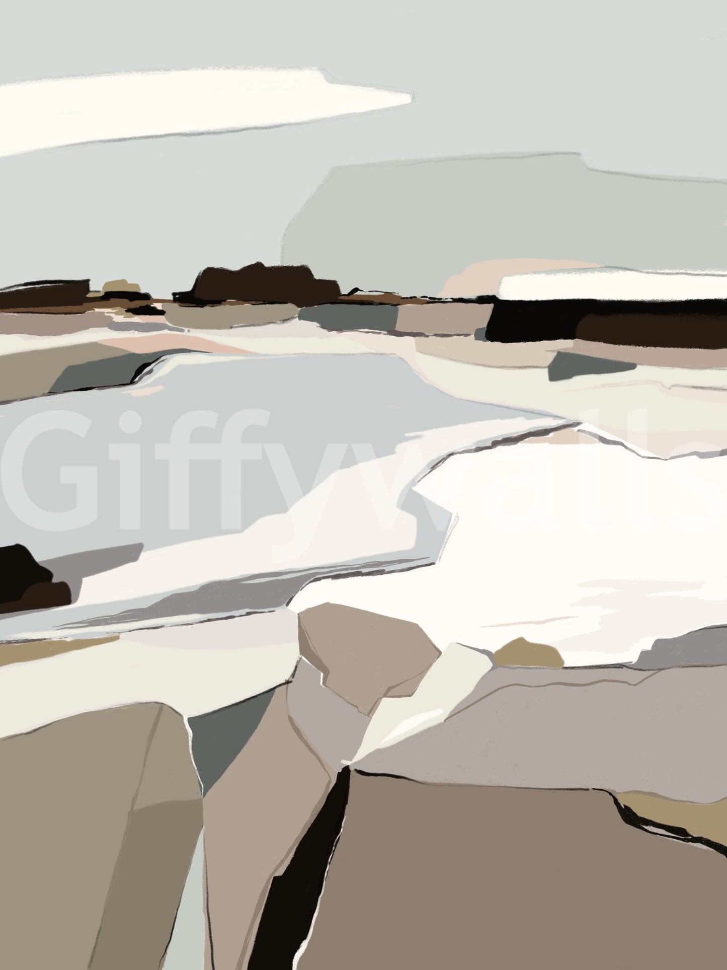 Living room accent with soft abstract mural