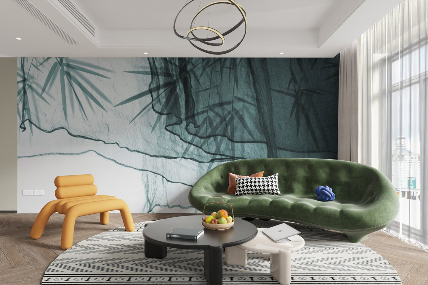 Soothing bamboo shadow wallpaper art