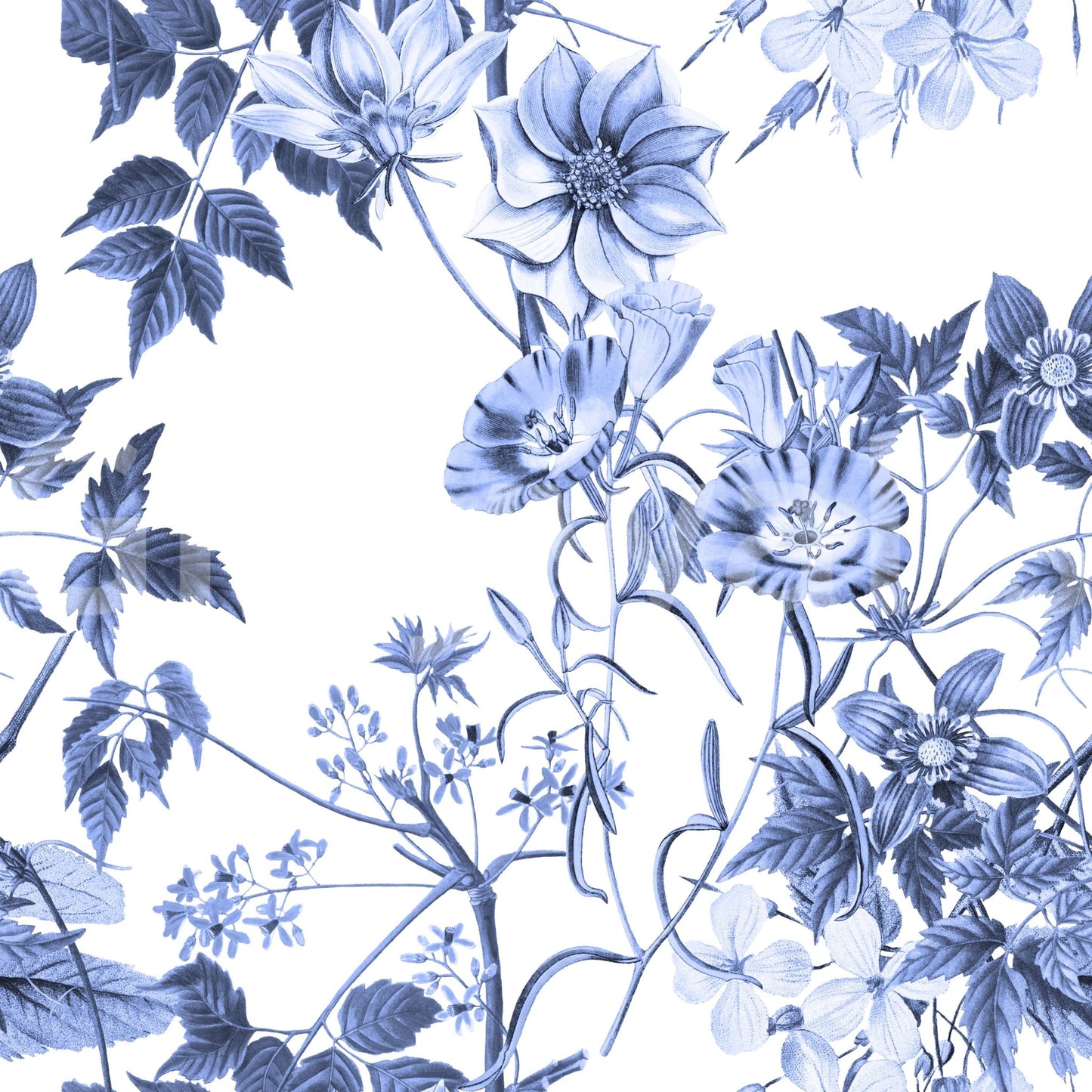 Serene Blue Botanicals Wallpaper