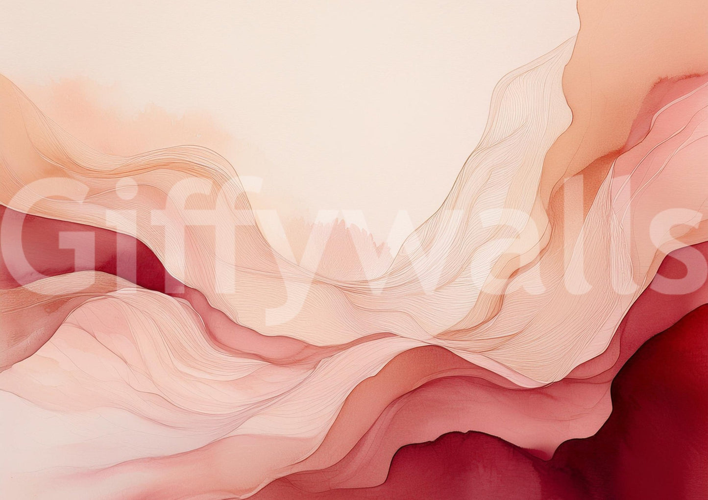 Serene Blush Waves Wall Mural