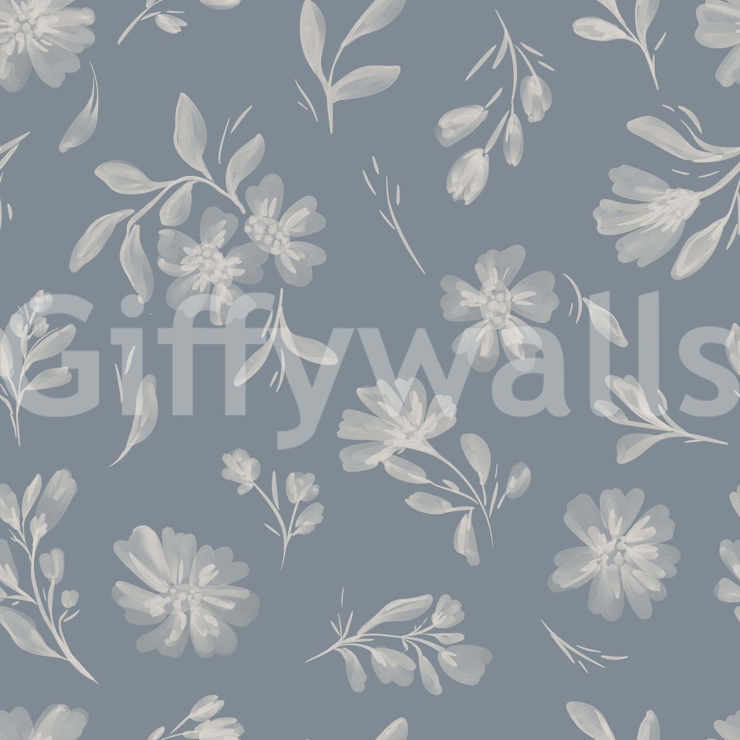 Serene Florals in muted grey Wallpaper