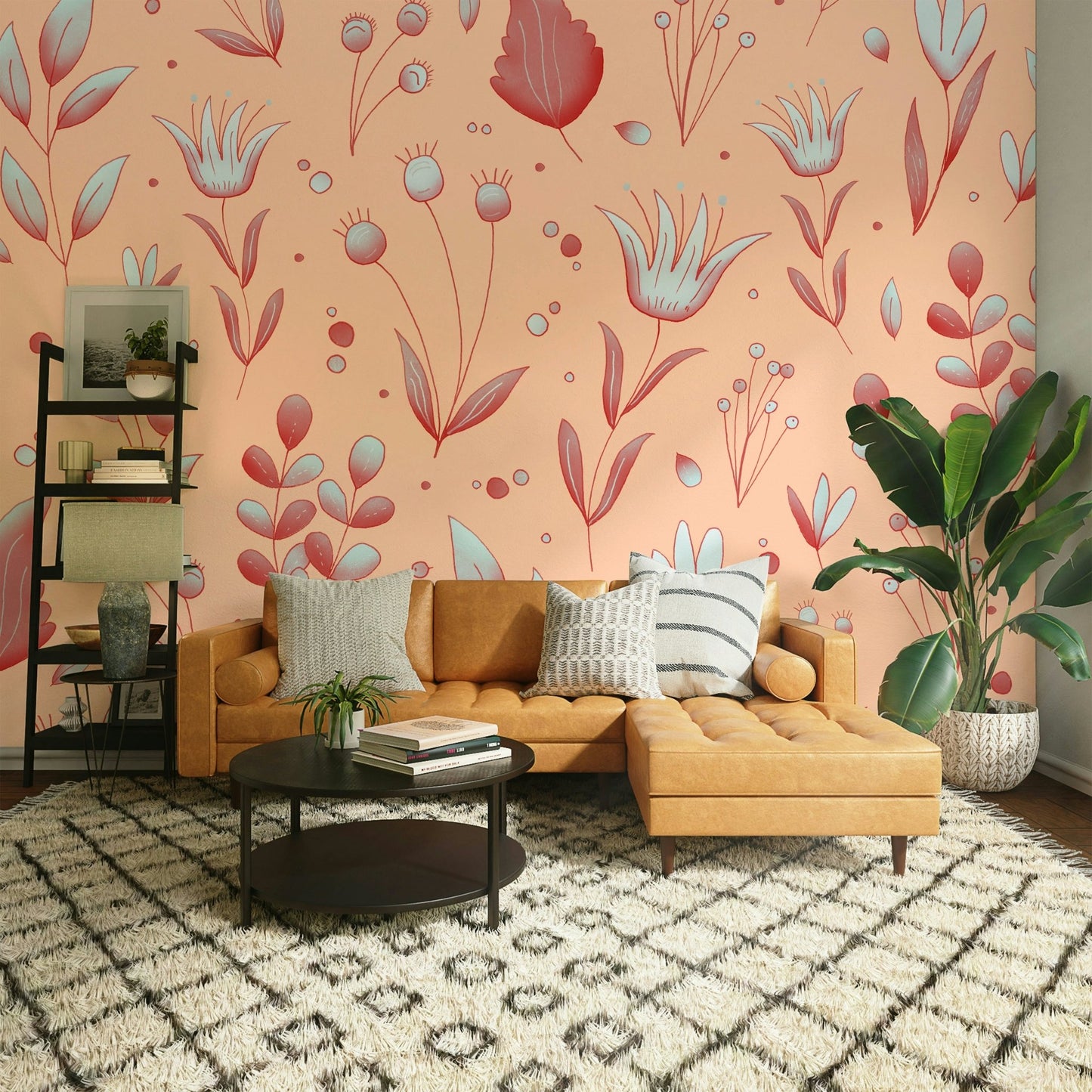 Bohemian style botanical wallpaper pattern GD043