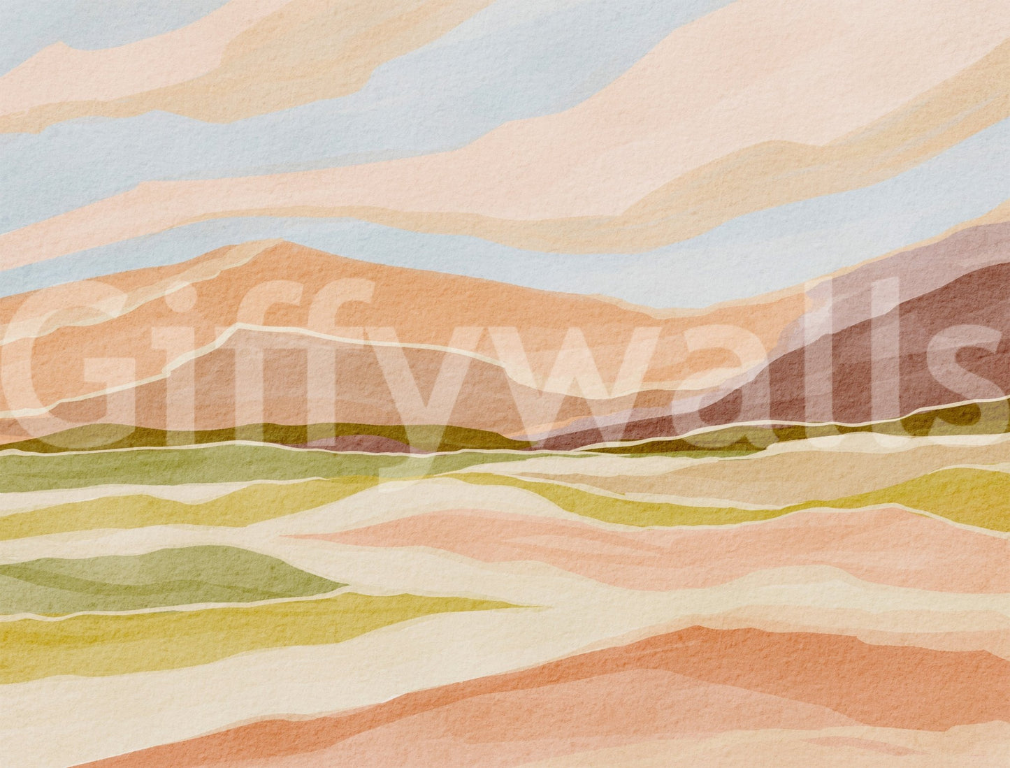 Peaceful wallpaper mural for walls with sunset design
