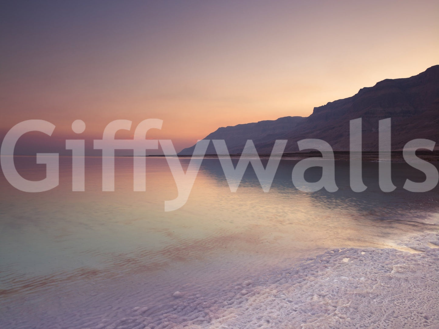 Serene Sunset Shoreline wall mural with soft pastel gradient sky, GD8752