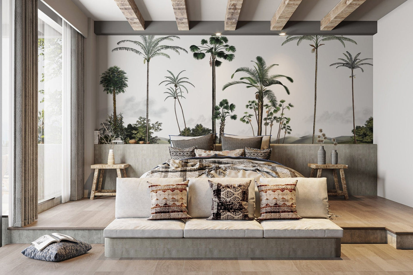 Elegant tropical palm mural for walls