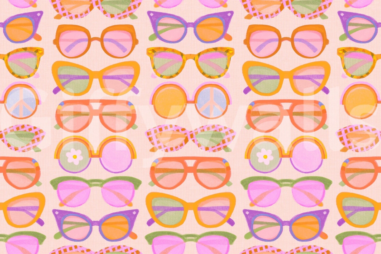 Shades of Cool Mid Mod Summer wallpaper with pastel sunglasses in a playful repeat, GD8650