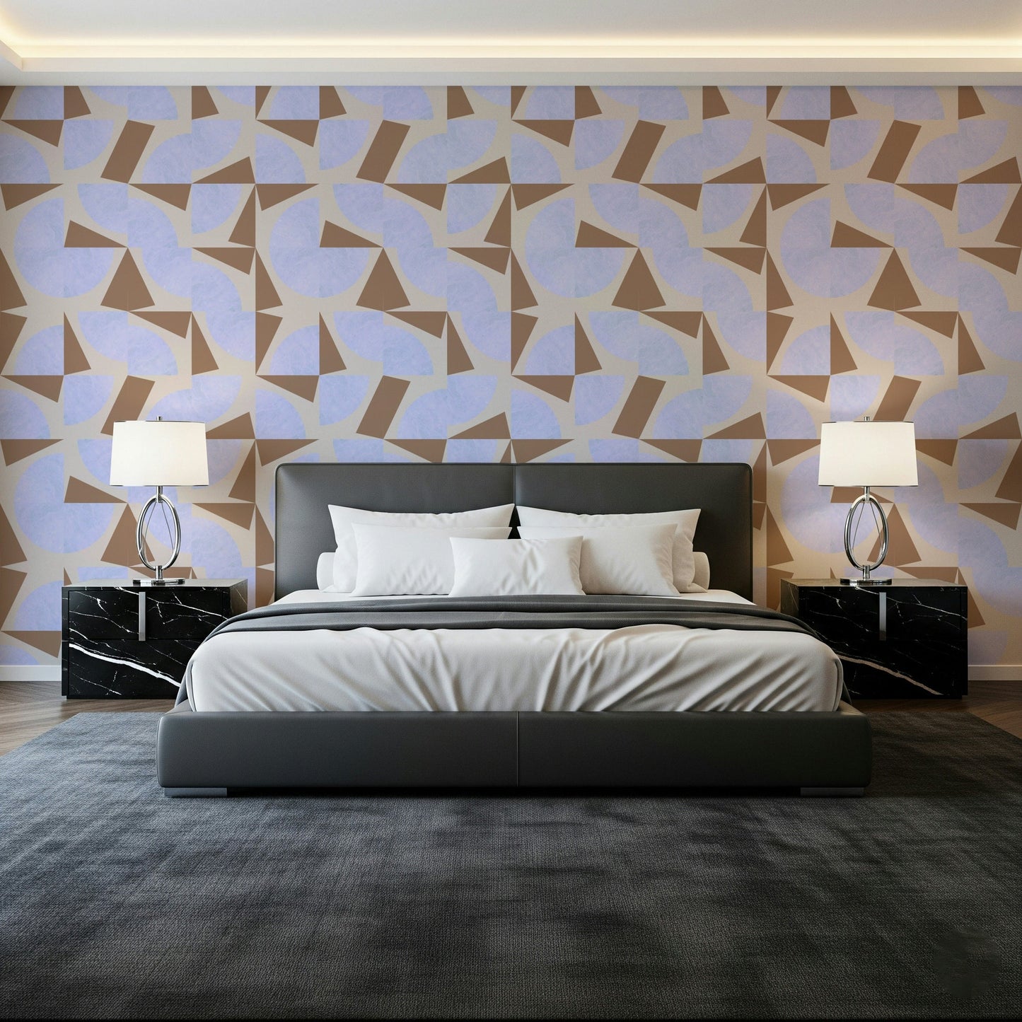 Azure Strokes abstract geometric wallpaper for walls blue marble.