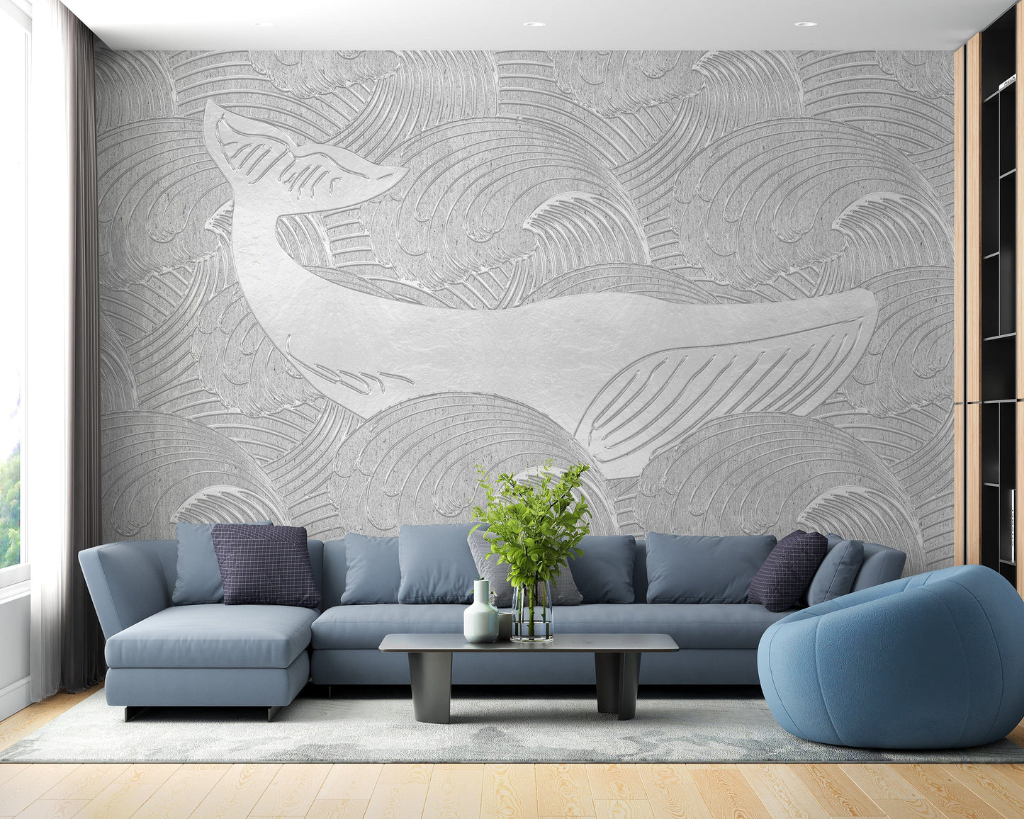 Charming whale wallpaper for kids' bedrooms