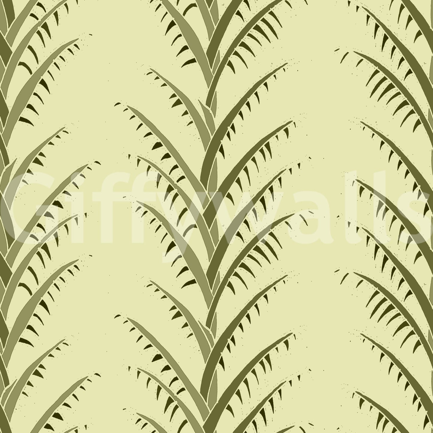 Simple Olive Green Palm Leaves Wallpaper