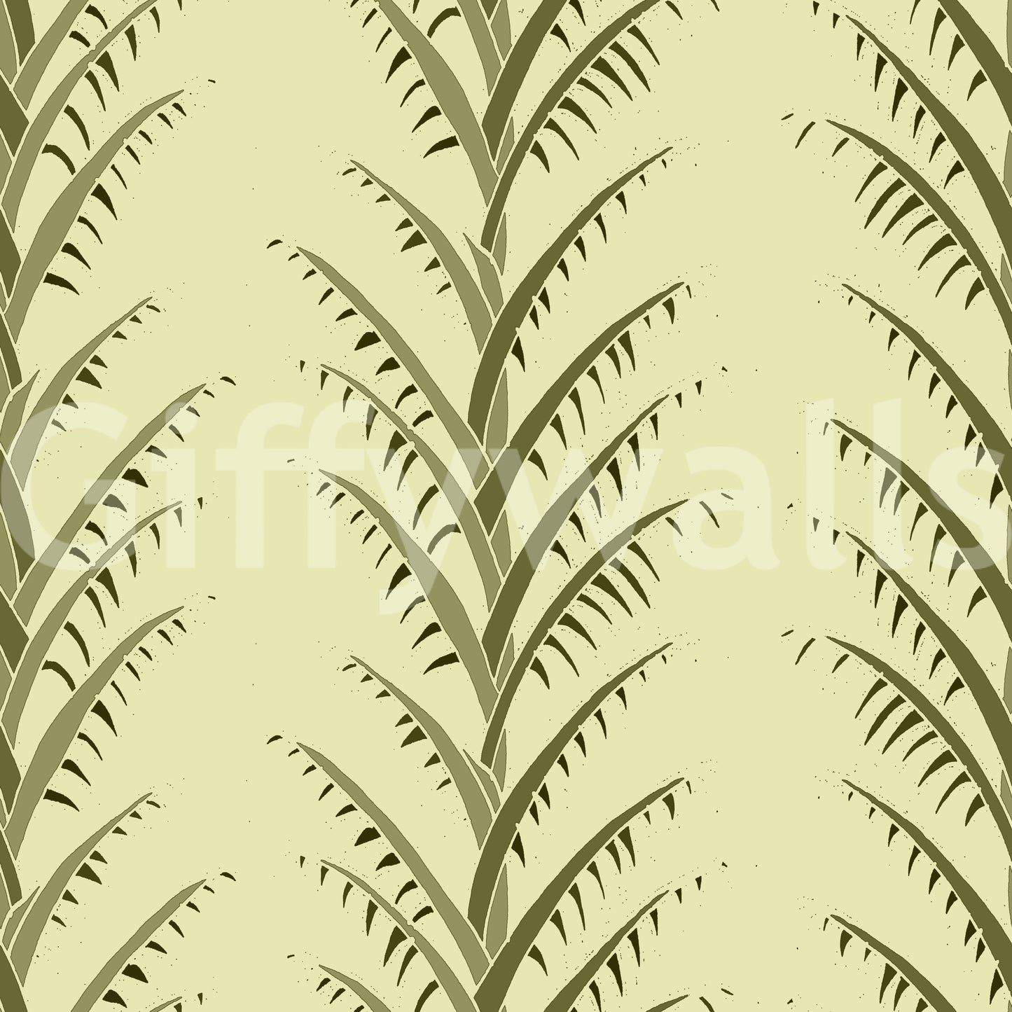 Simple Olive Green Palm Leaves Wallpaper