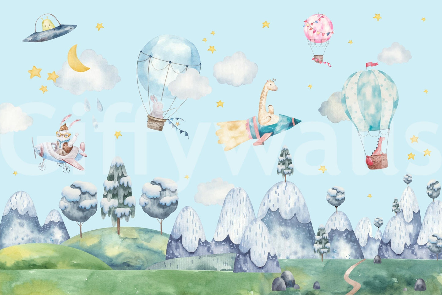 This is the Sky High Adventures kids wall mural.