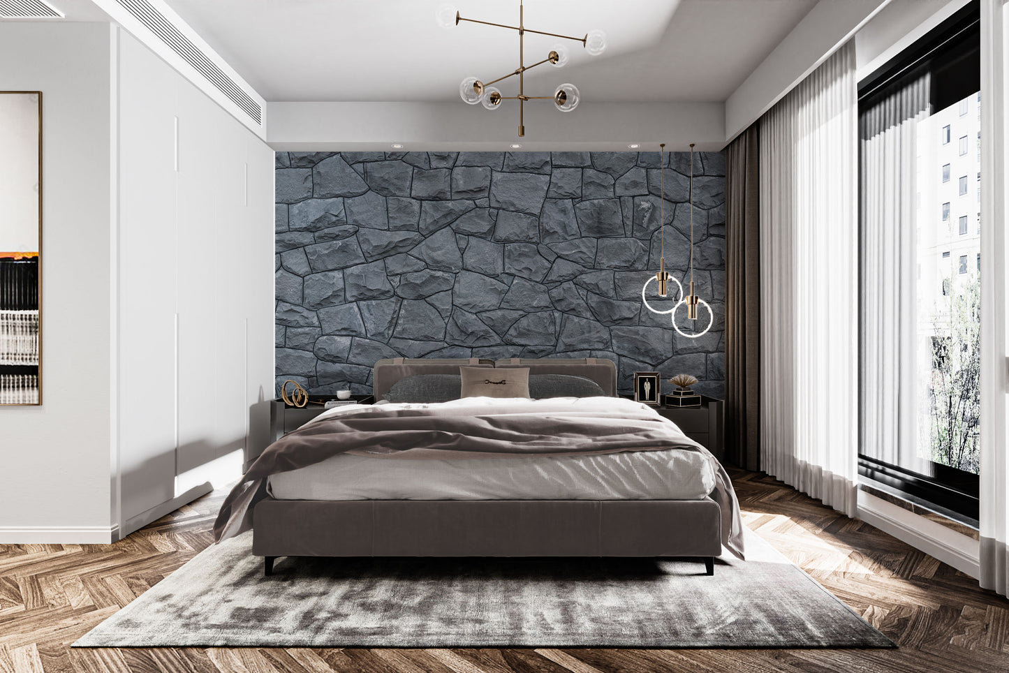 Slate grey wall decor mural