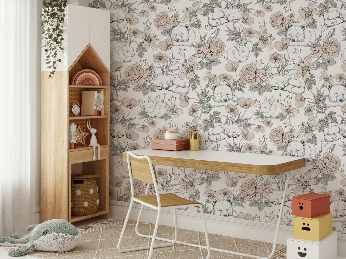 Baby room wallpaper with forest charm