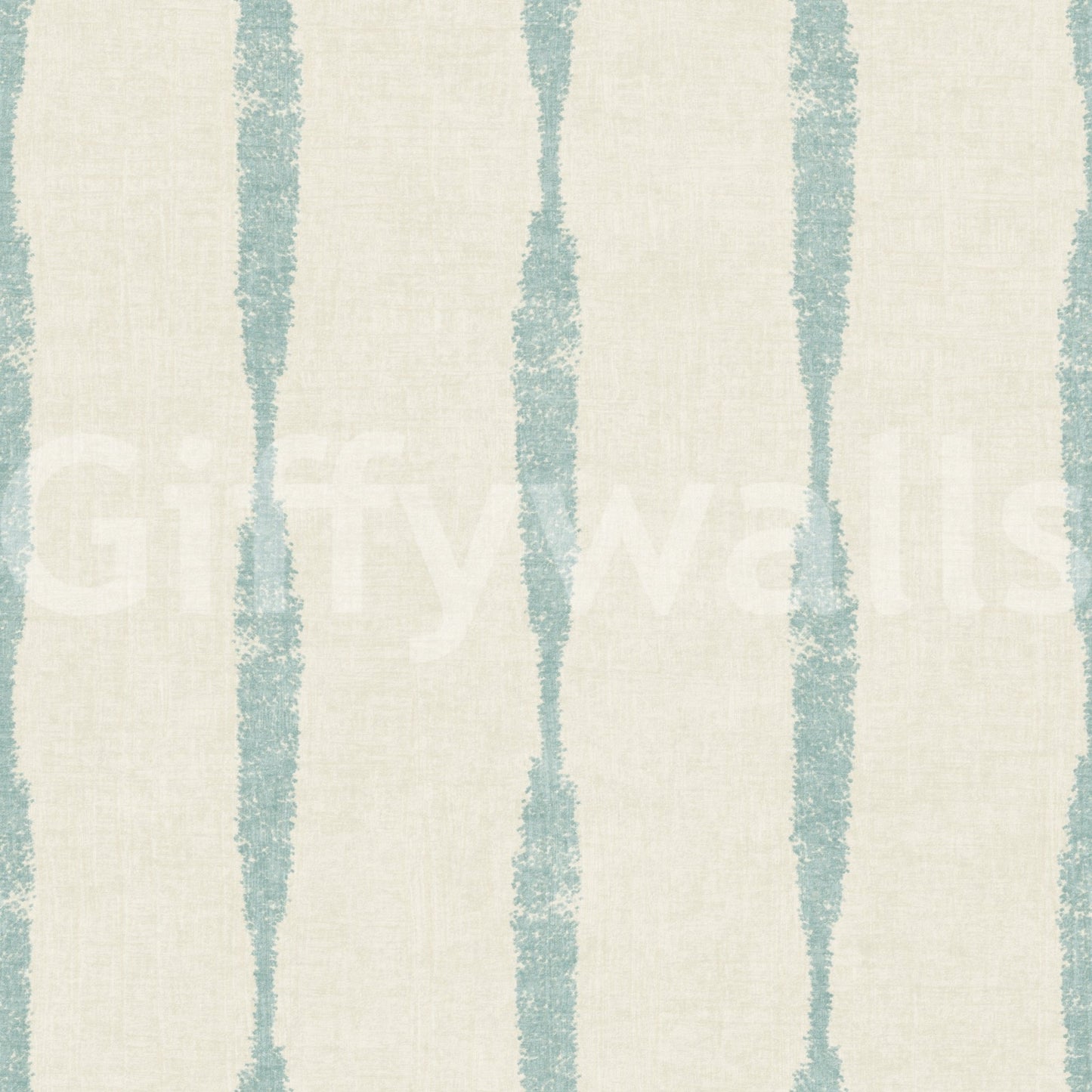 Soft blue distressed stripe wallpaper in pastel cream tones