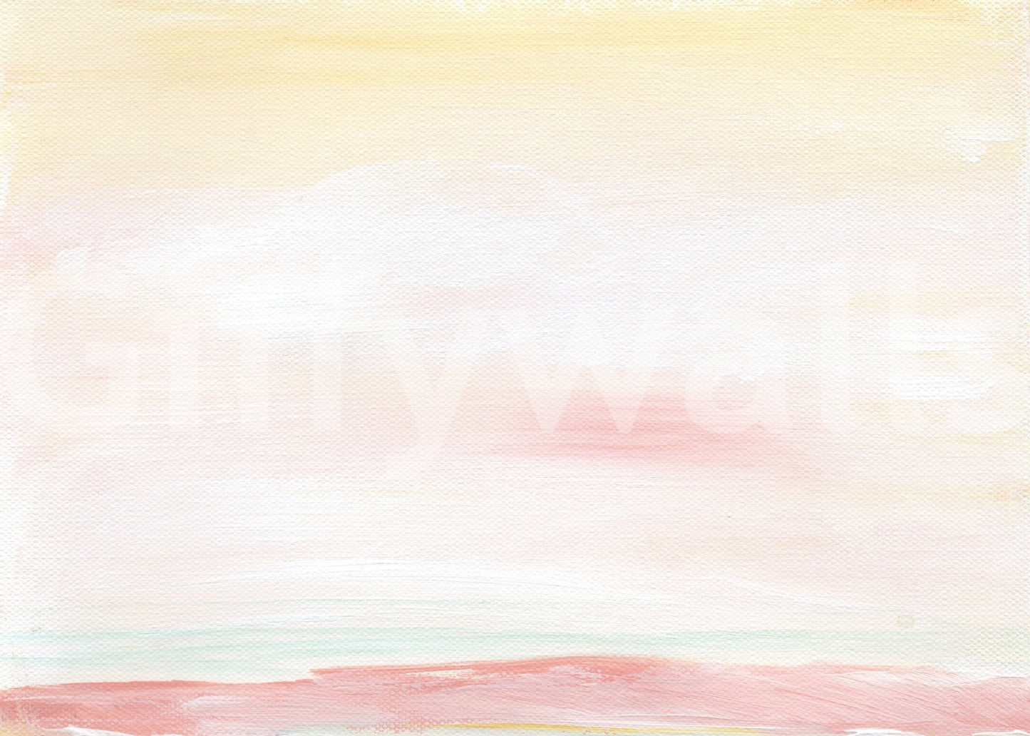 Painterly watercolor details are visible across the Soft Blush Landscape Wall Mural.