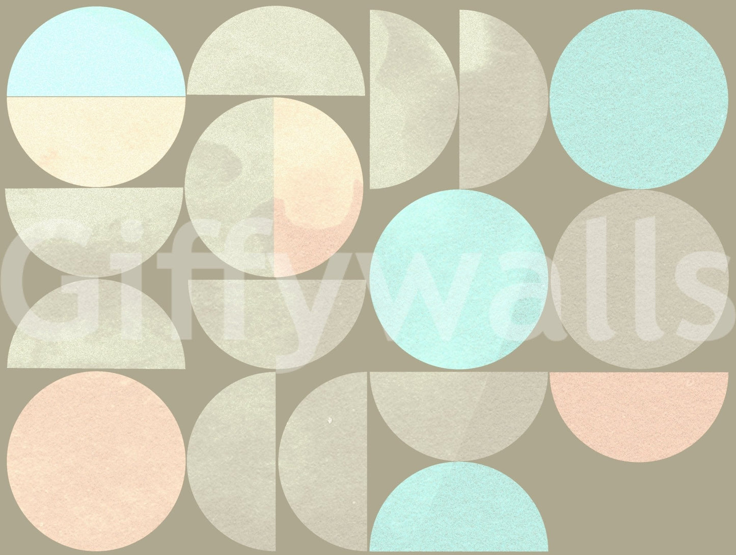 Serene Soft Circle Symphony mural wall design beige