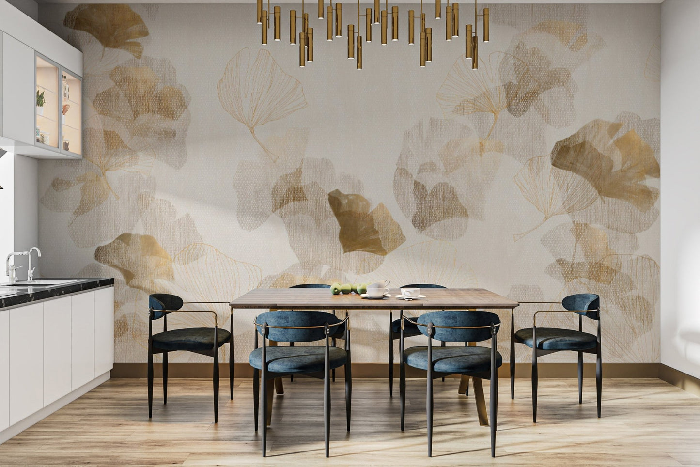 Soft Gold Ginkgo Wallpaper Mural