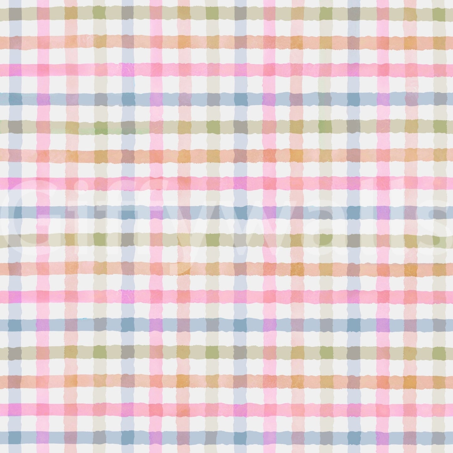 Soft pink and beige gingham wallpaper