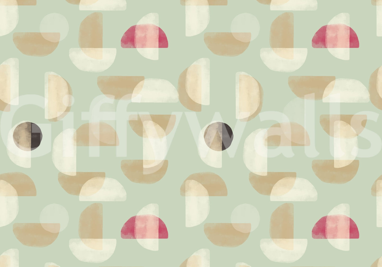Soft Modern Shapes mural featuring pastel tone geometry
