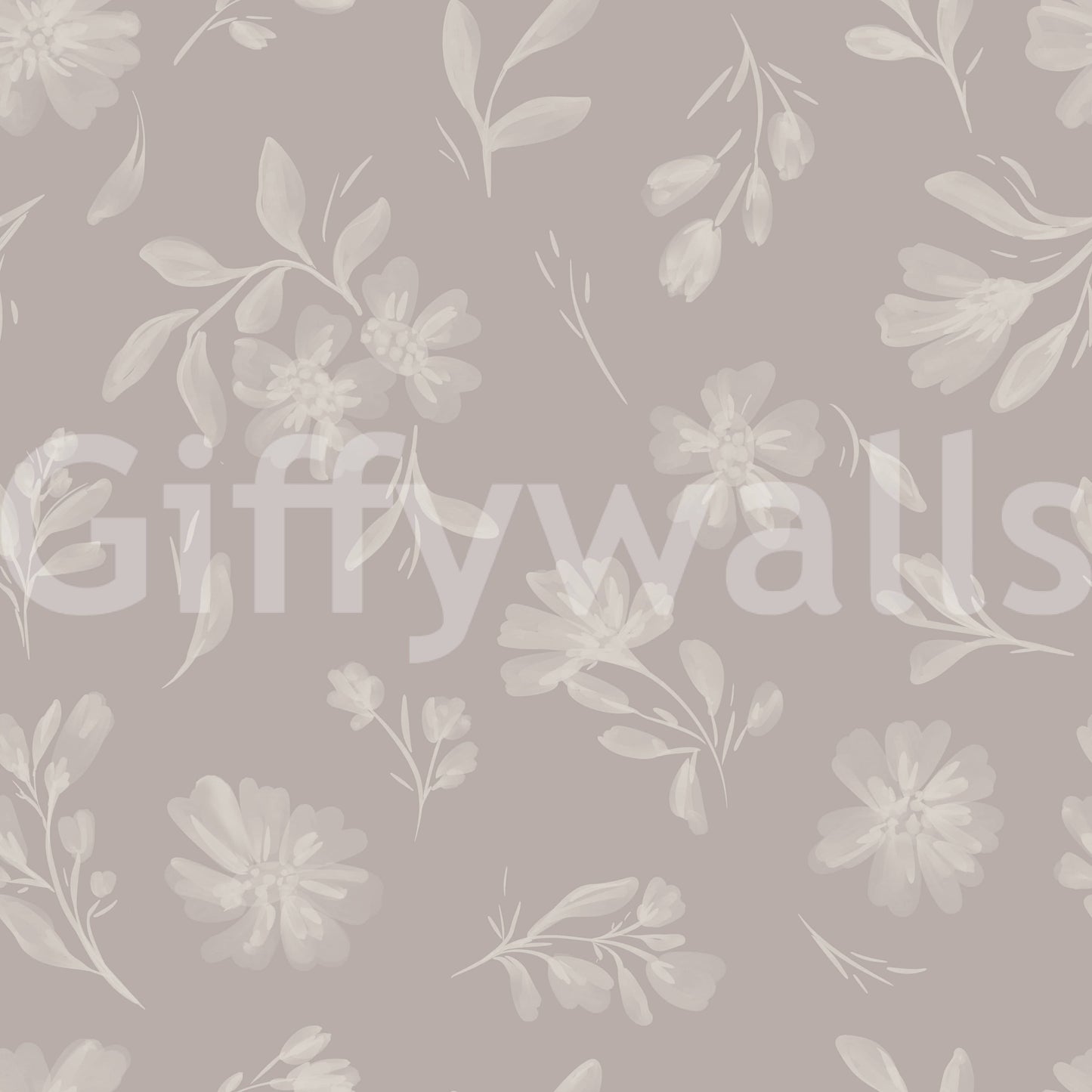 Soft Taupe Florals Wallpaper
