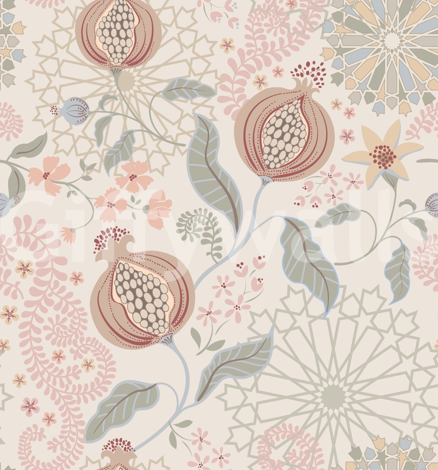 Soft Tones Pomegranate Wallpaper