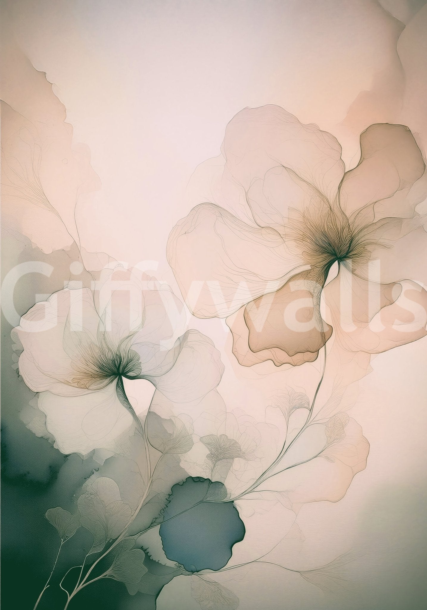 Soft focus rendering of the charming Soft Whispering Petals Wall Mural.