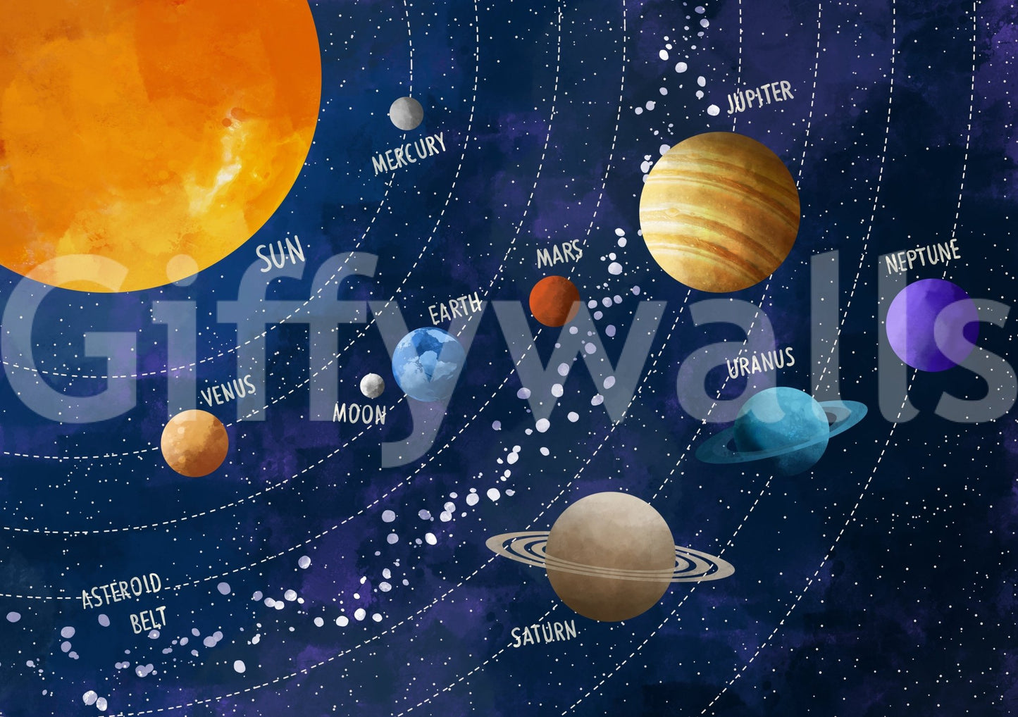 Solar System Adventure wall mural for a feature wall., GD7816