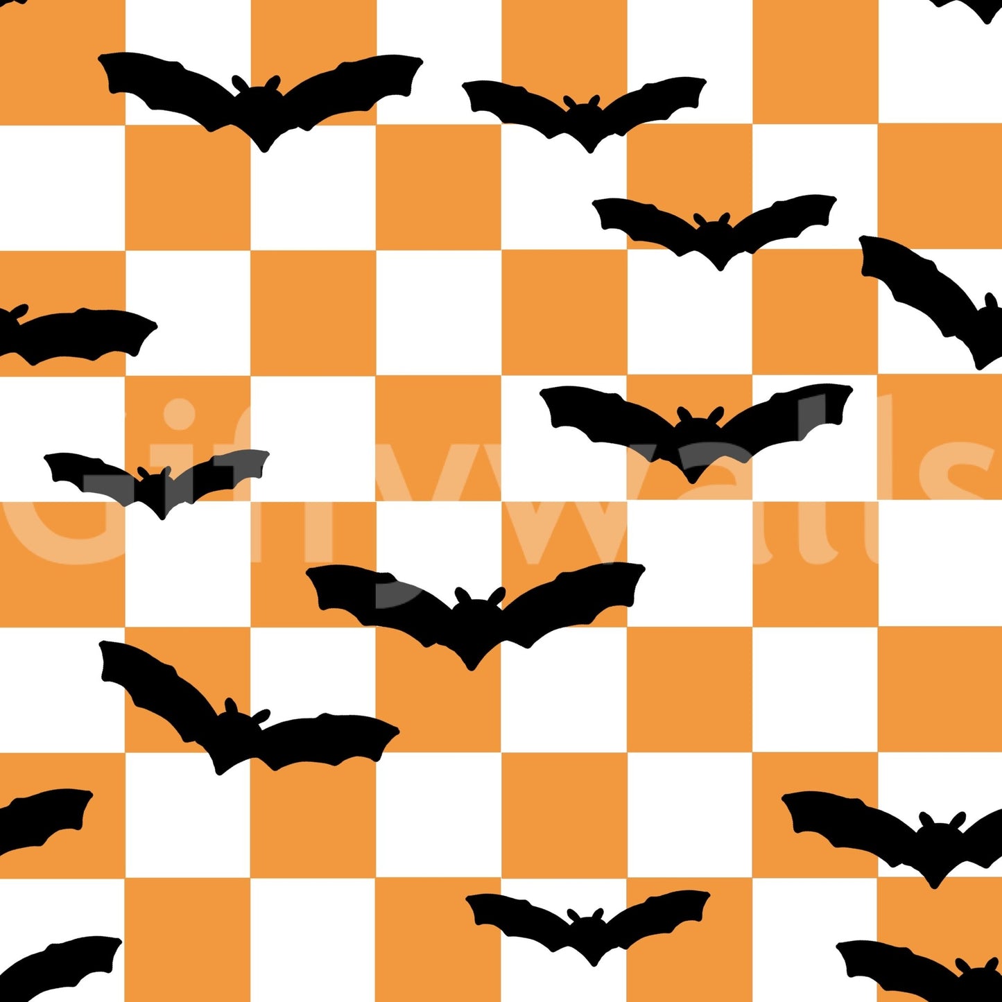 High-contrast orange and black bats wallpaper pattern GD9458