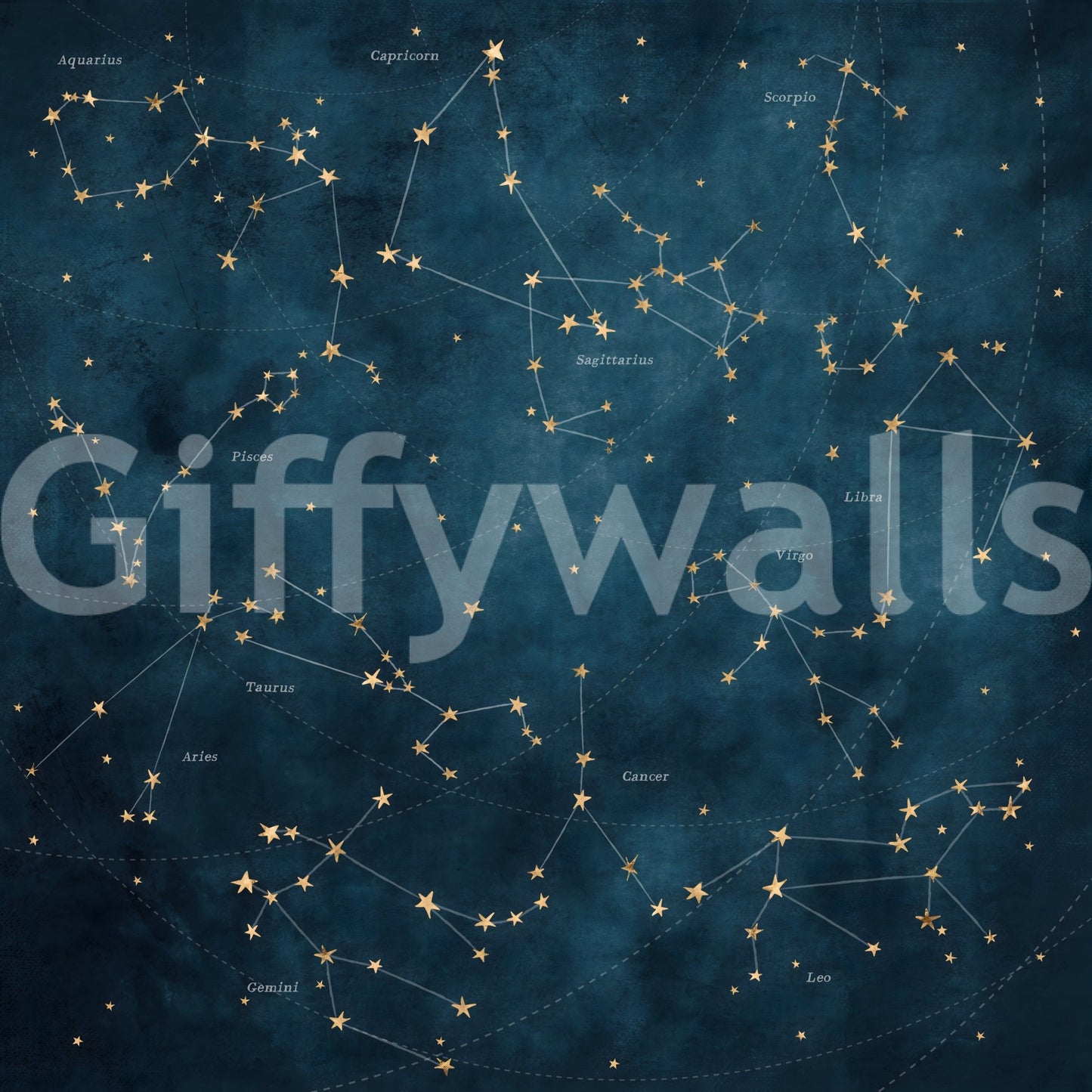 Star Map of Zodiac Constellations Wall Mural