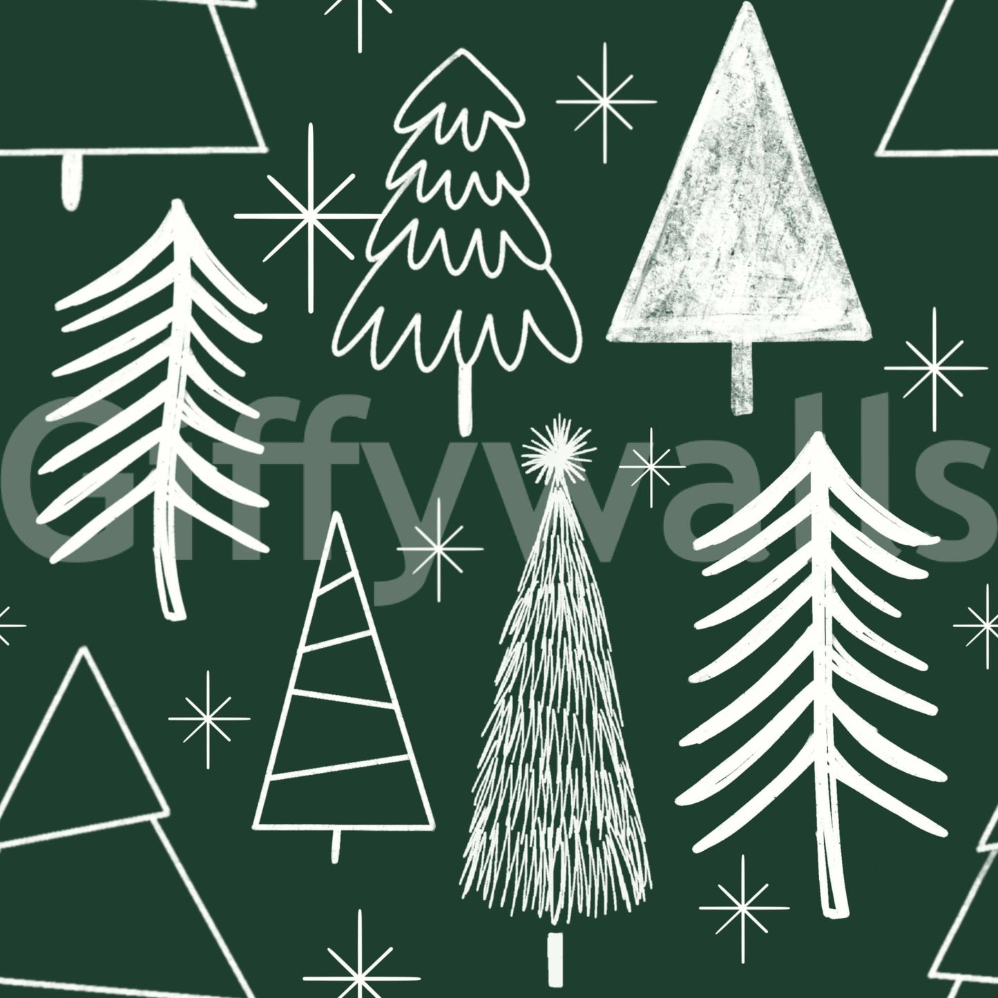 Starry Evergreen Wallpaper Peel & Stick Christmas Decor