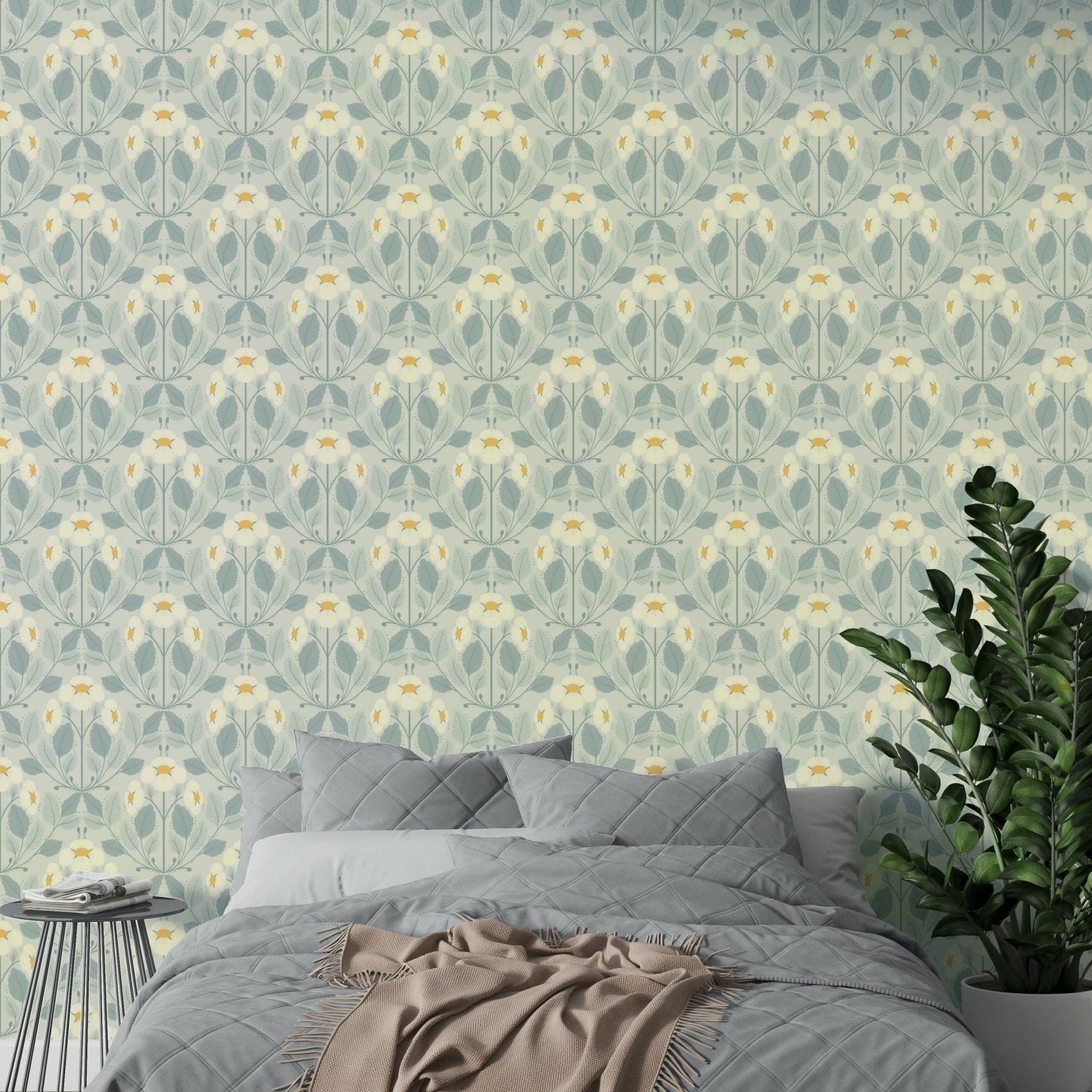 Subtle Mist Leaf Strawberry Folk wallpaper
