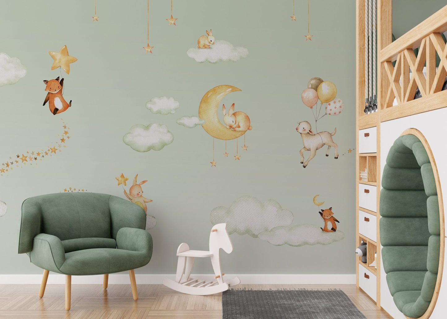 Green Sweet dreams wallpaper for kids room - Giffywalls KB46