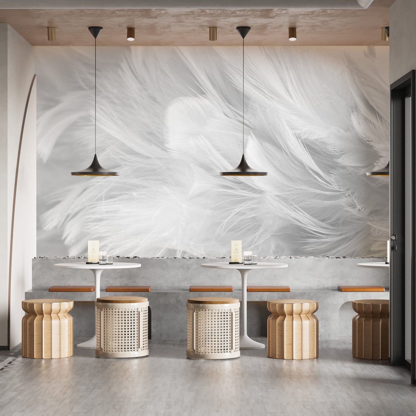 White Bird Feather Wallpaper Mural - Giffywalls B125