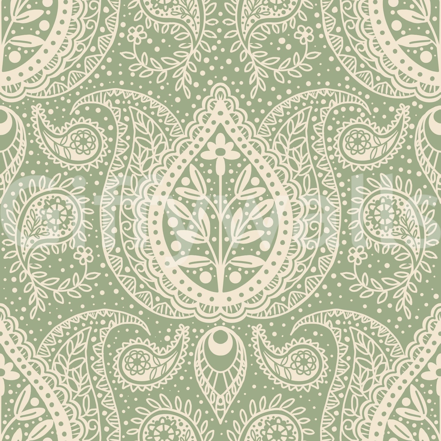 Traditional paisley wallpaper sage