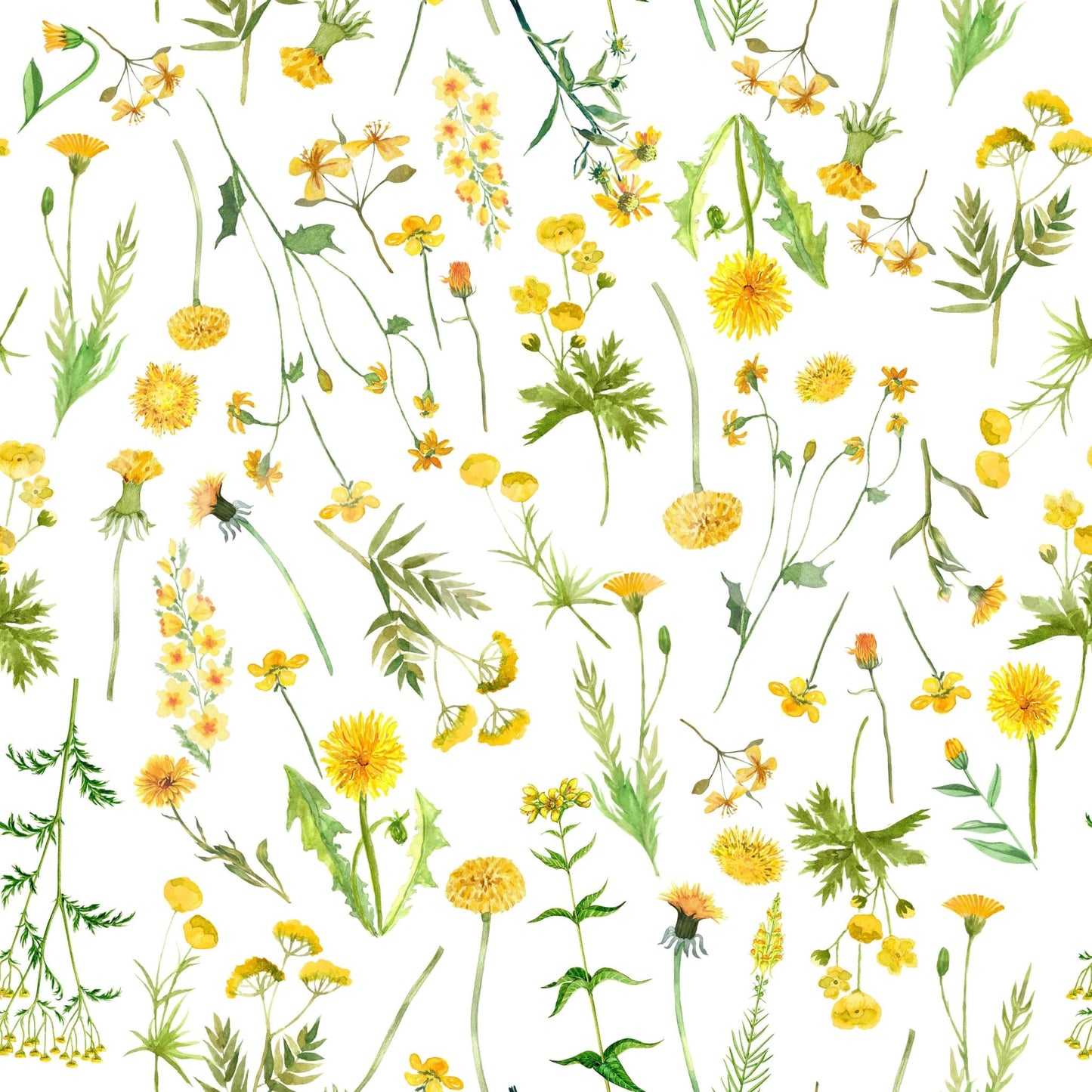 Delightful yellow flower pattern for walls, Sunny Meadow product.