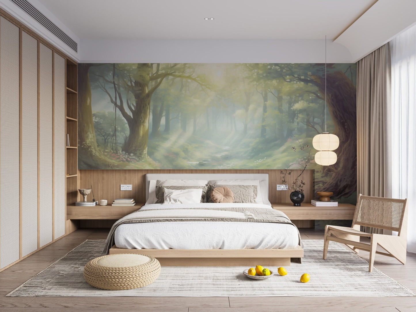 Elegant sunset forest wallpaper murals for a cozy and natural setting. DTIL47