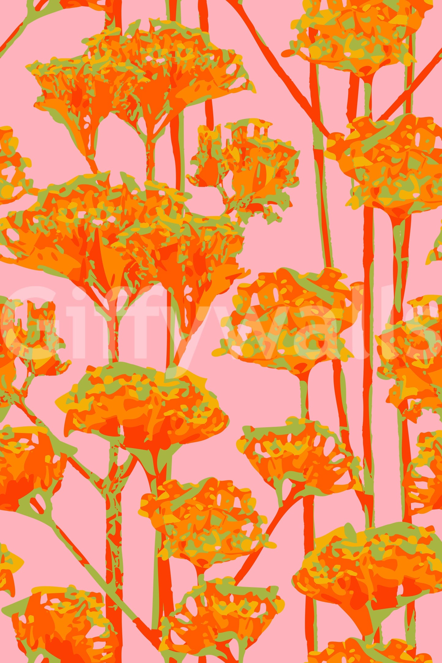 The wallpaper has a smooth, non-reflective matte finish.