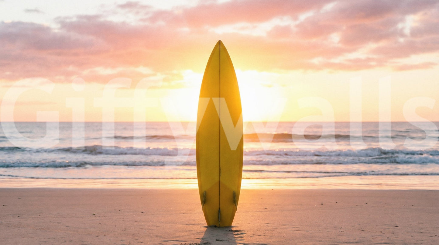 Quiet seaside energy comes through in this Surf's Up Serenity wall mural design, GD8699