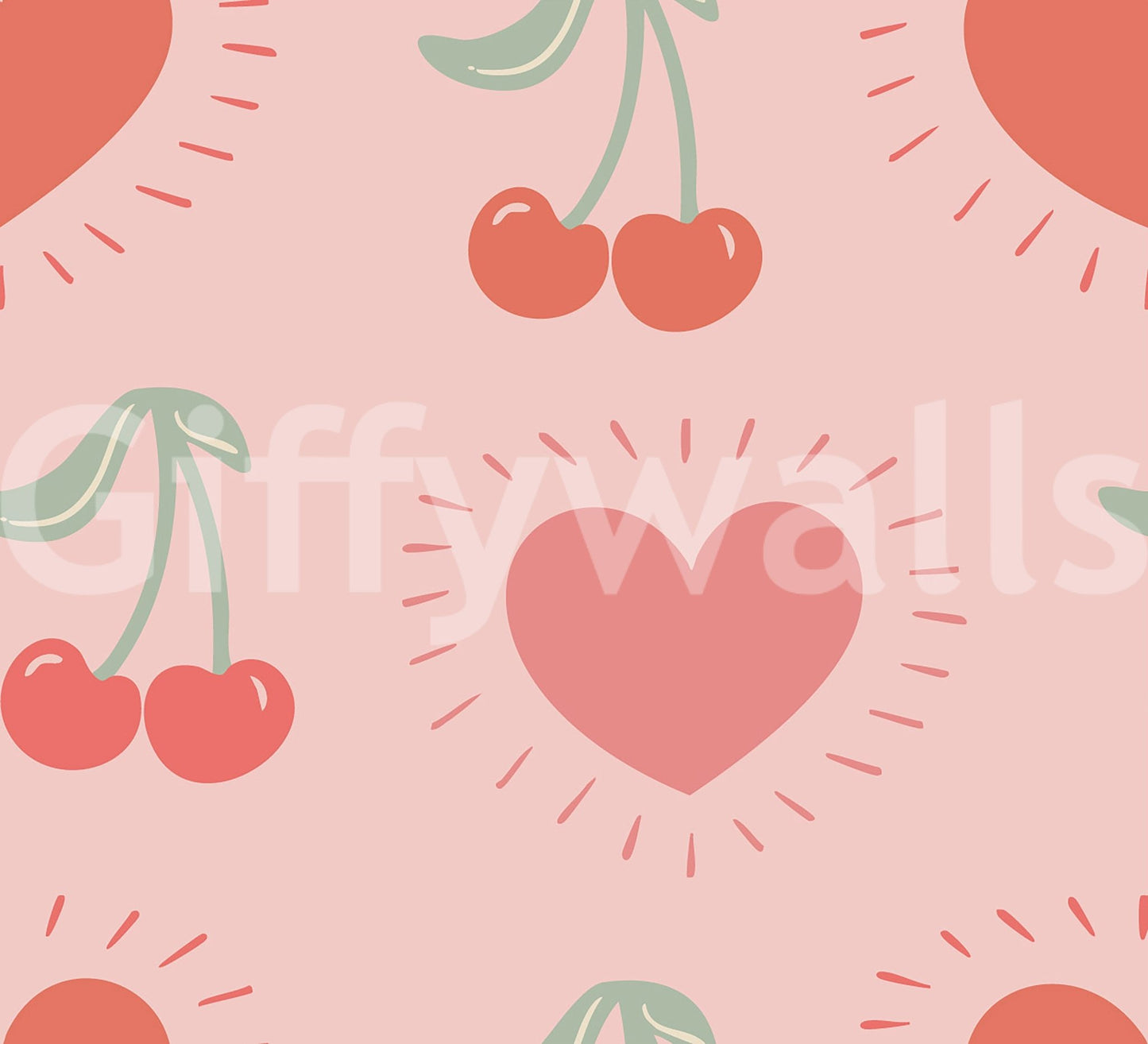 Playful sweetheart cherries wallpaper in bold colors