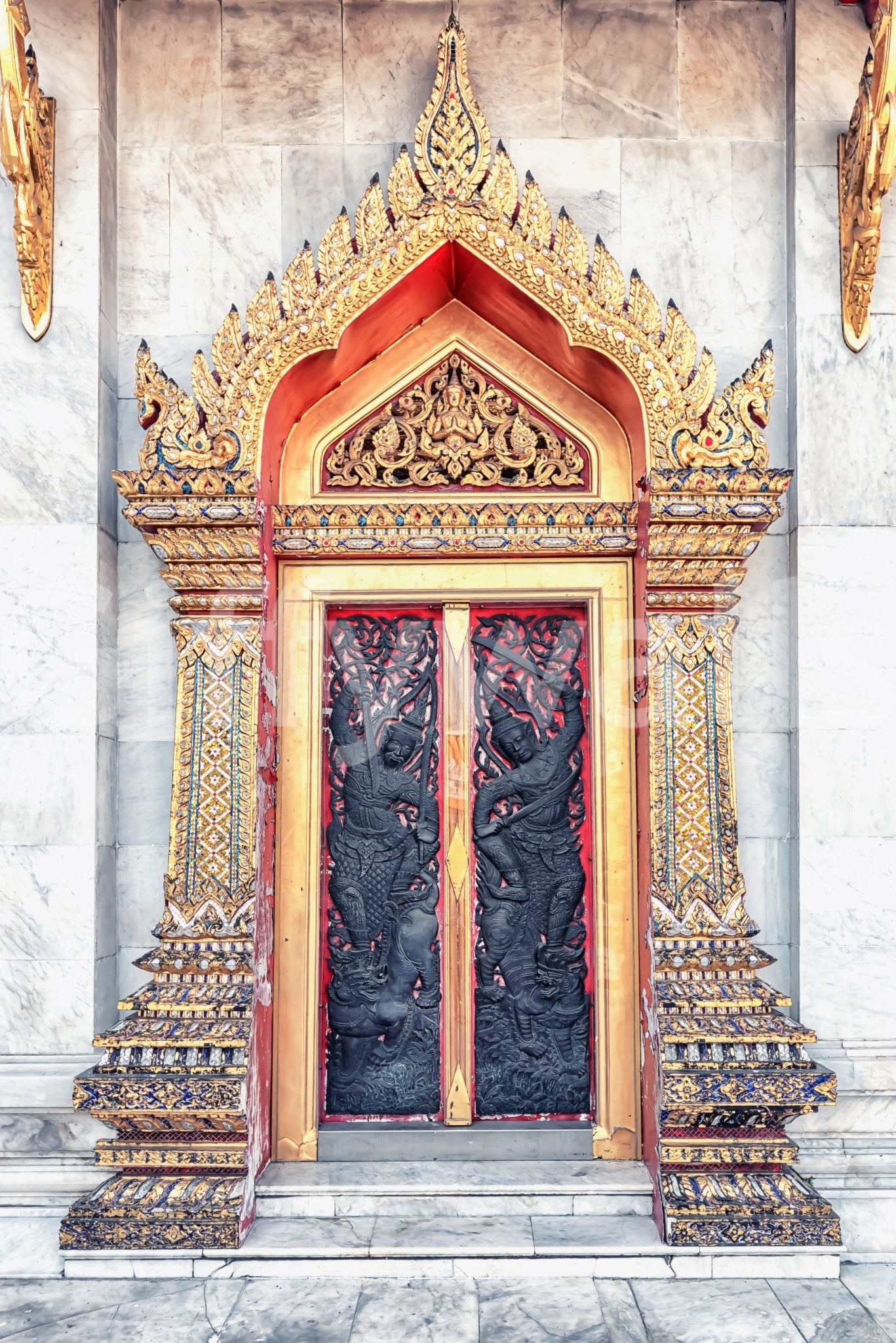 Heritage style Temple Gate's Grandeur wallpaper with golden lighting., GD7450