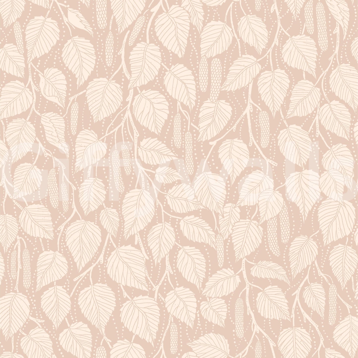 Soft birch tree branches in beige wallpaper