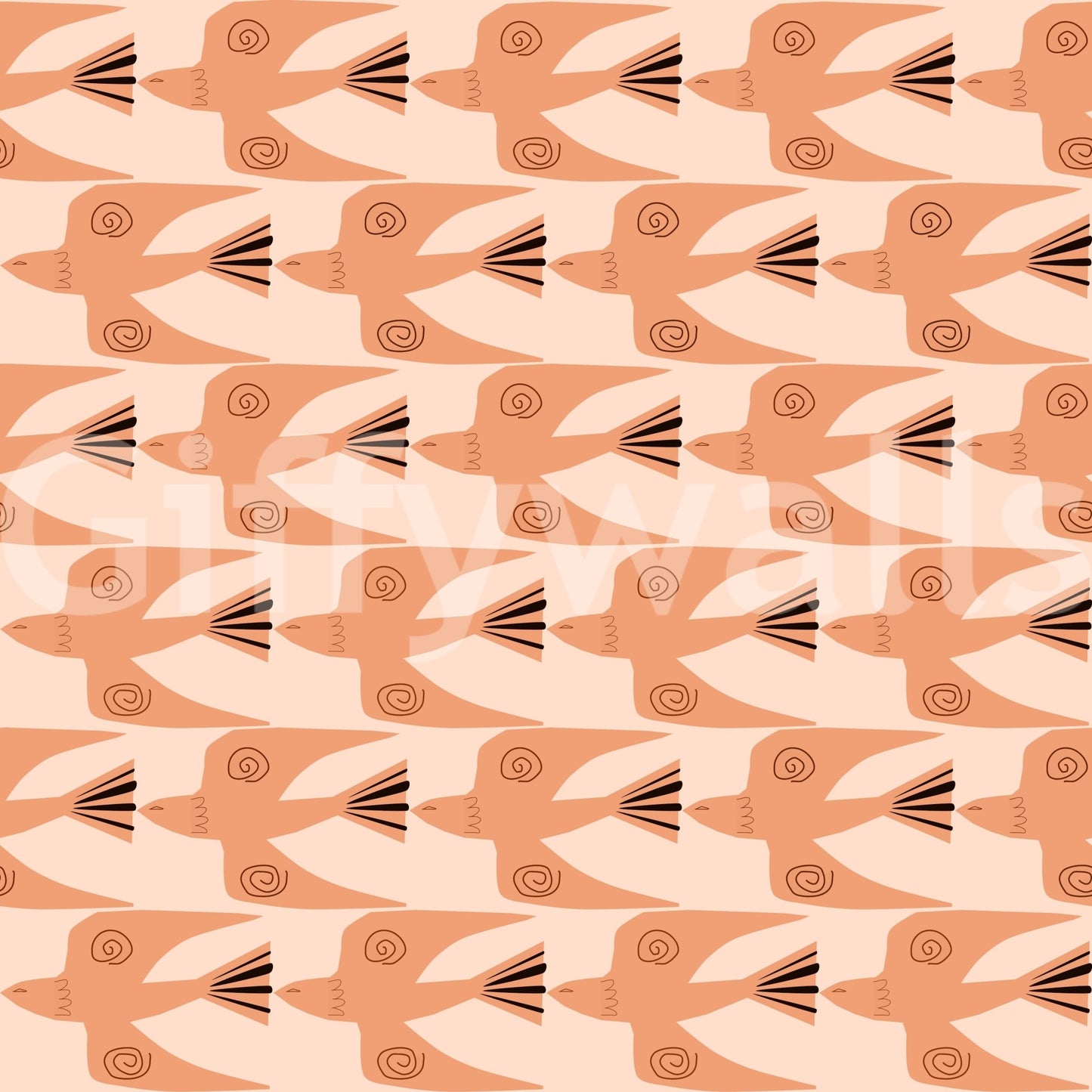 Bird-themed mural for serene rooms