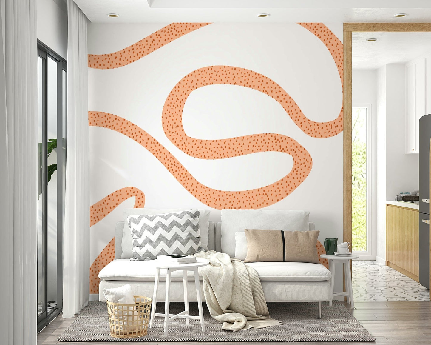 Earthy terracotta flow wall covering