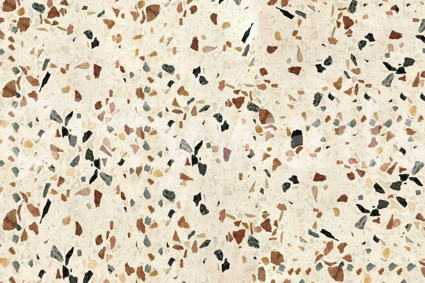 Cream Terrazzo aggregate wallpaper surface.