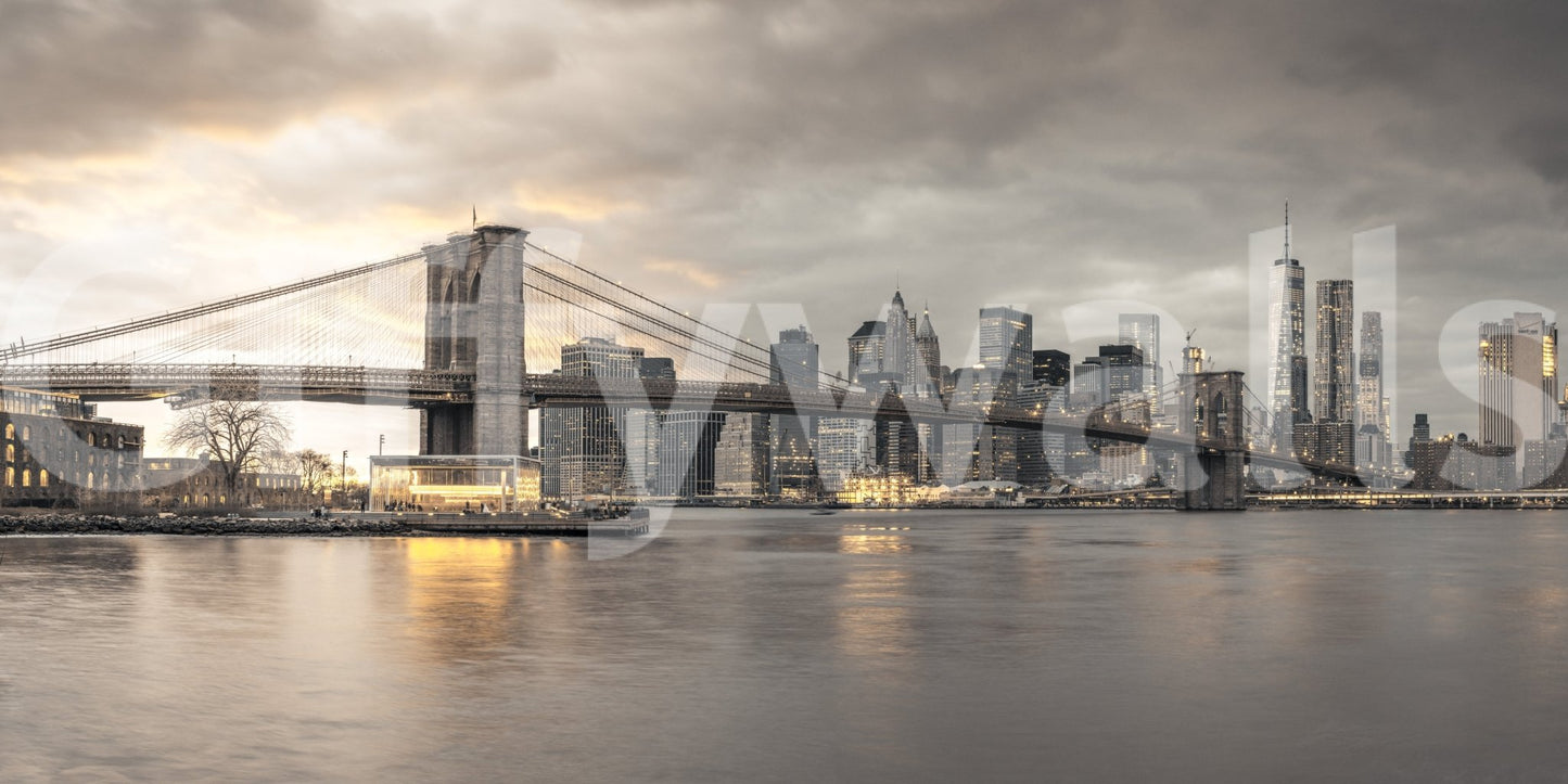 Stunning Brooklyn Bridge wall art in cityscape mural