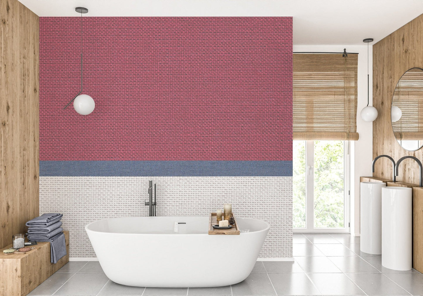 Neutral tied thread fabric wallpaper mural