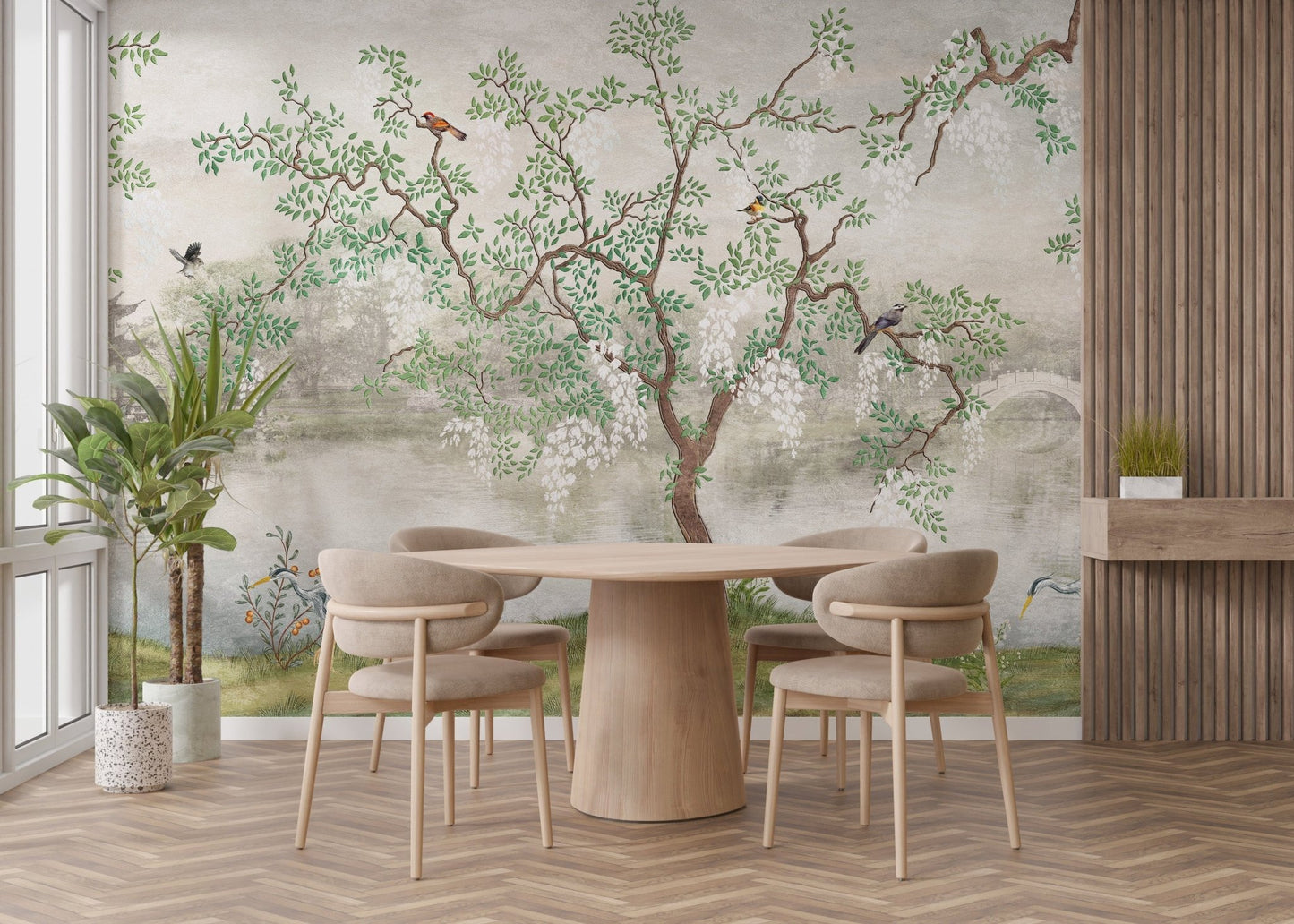 Tree & birds in the Japanese Garden Wallpaper - Giffywalls A101